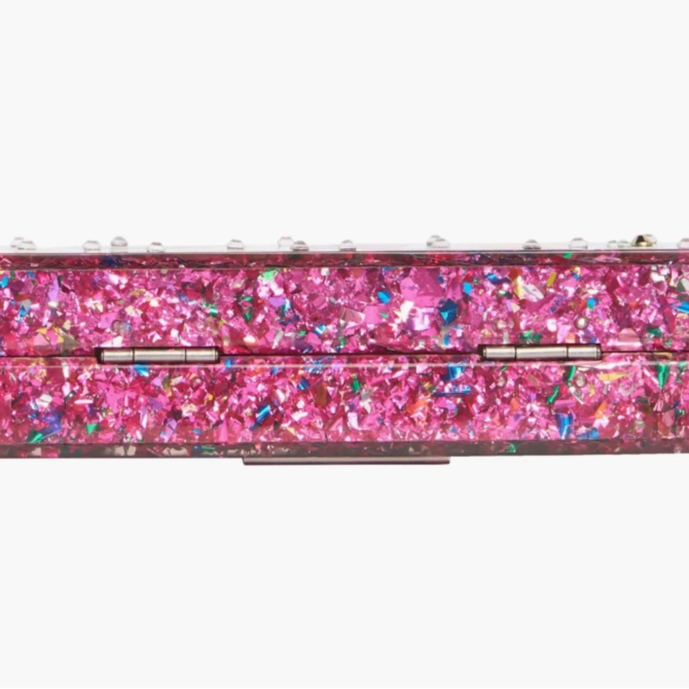 Kurt Geiger Pink Glitter London Icon Box Clutch Crossbody - Picture 4 of 4